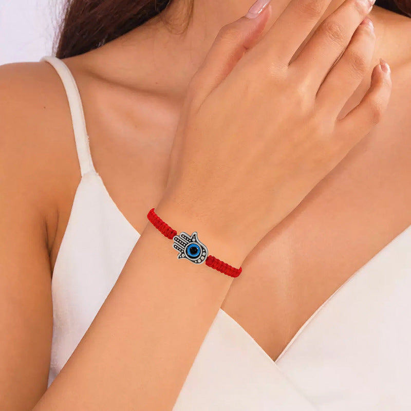 Hand-knitted Rope Lucky Red String Bead Bracelet Vera Lux