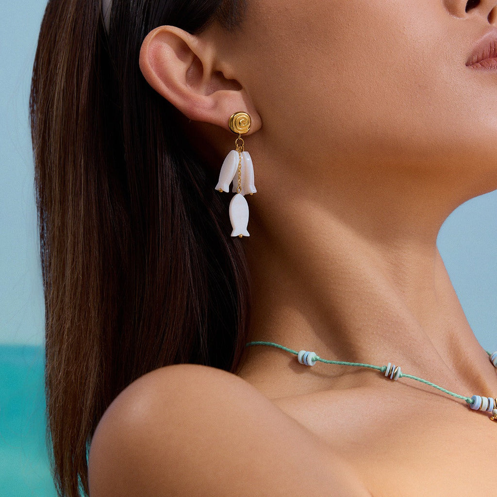 18K gold thread with fish-shaped tassel design exquisite and noble earrings Vera Lux