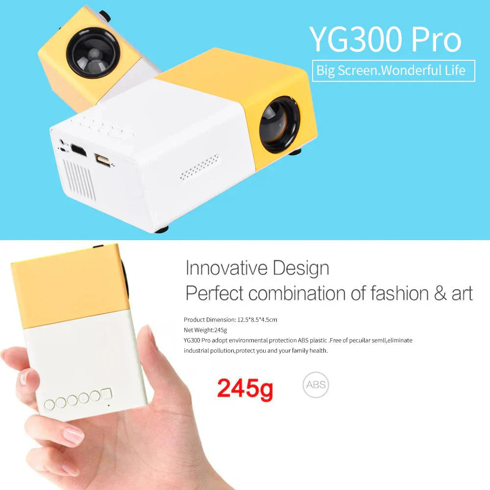 Mini Projector – 1080P Full HD Support, Portable LED Projector, 4K Video Playback, Multiple Connectivity Options Whatever the Treasure