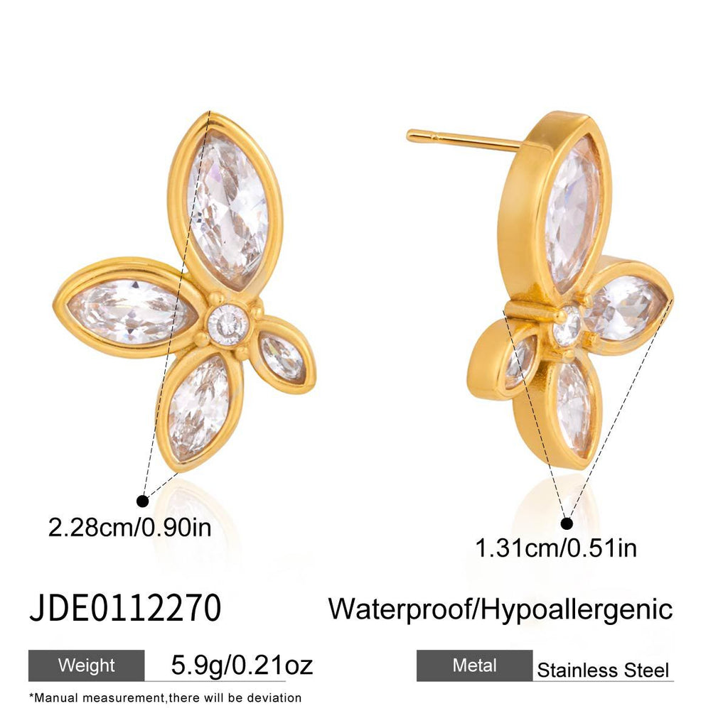 White Flower Zircon Stud Earrings Vera Lux