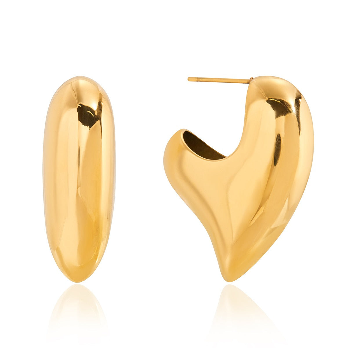 18K gold heart-shaped titanium steel stud earrings Vera Lux