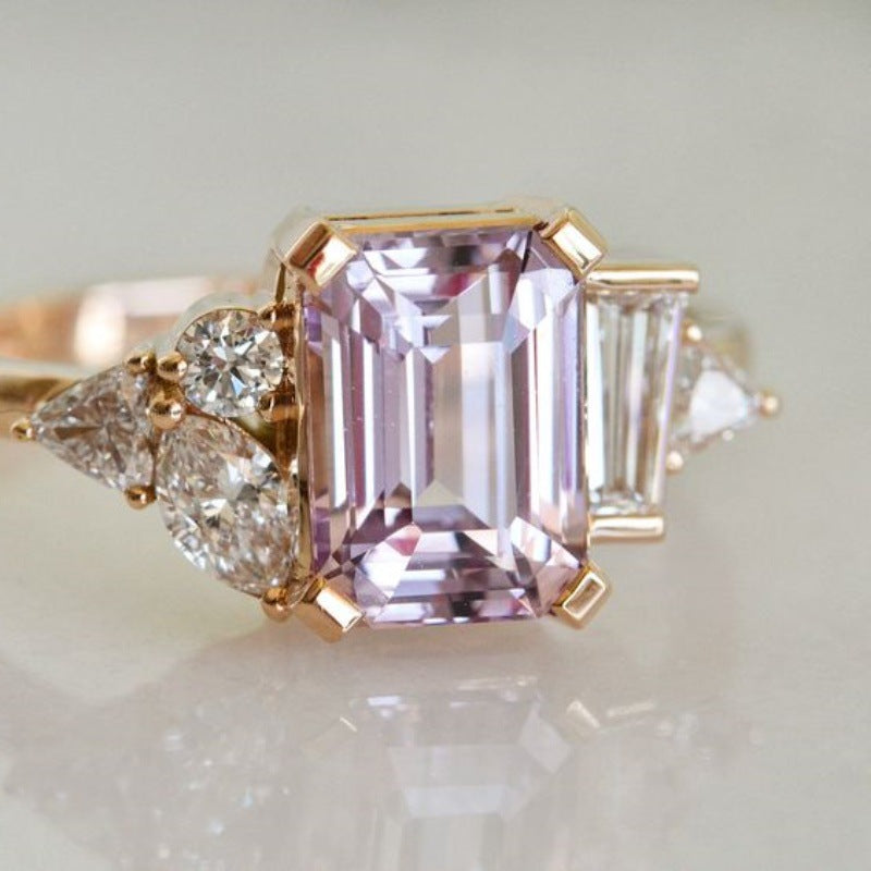New Diamond Two Tone Square Princess Ring Vera Lux