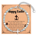 Natural Stainless Steel Cross Beaded Bracelet Card Vera Lux