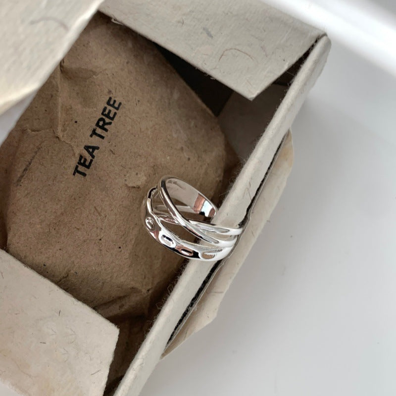 Korean Style Multi-Layer Simple Cross Ring For Women, Niche Design INS Style, Fashion Personality Adjustable Index Finger Ring Vera Lux