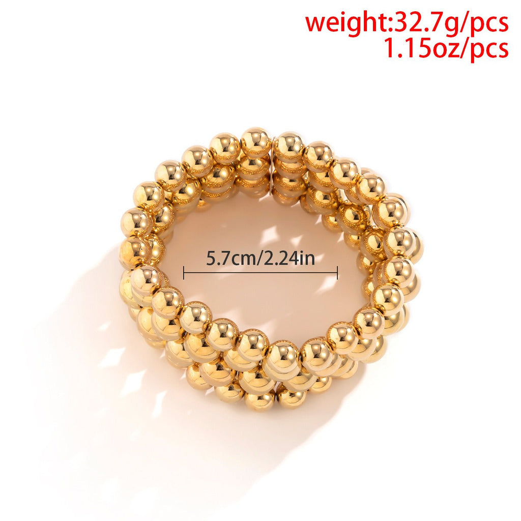 18k gold punk style exaggerated round bead chain bracelet Vera Lux