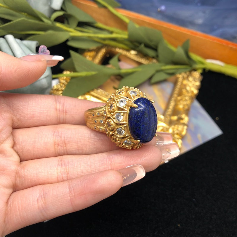 Retro Luxe Lapis Lazuli Turquoise Ring Vera Lux