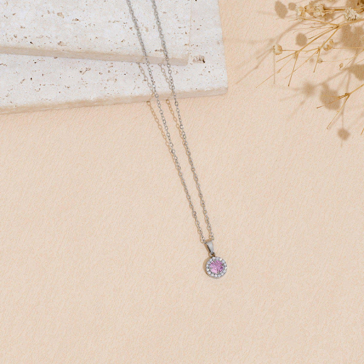 Stainless Steel Pendant Necklace With Zircon Inlay Vera Lux