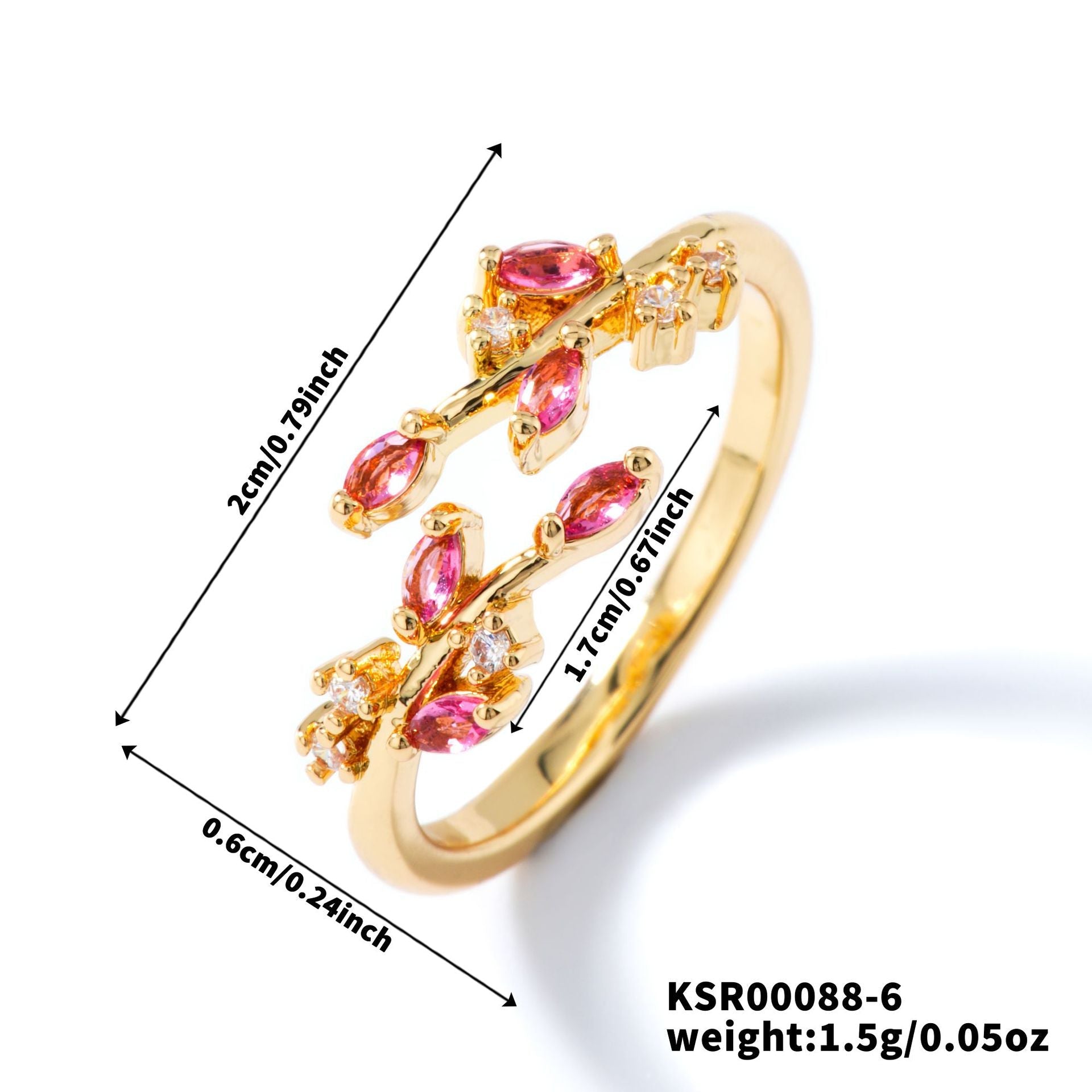 Womens Personality Leaf Ring Vera Lux