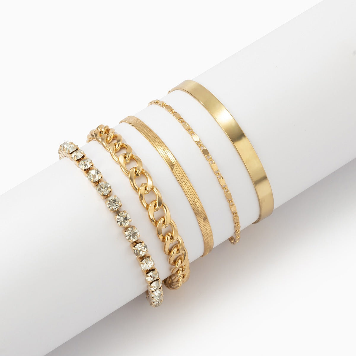 18k gold retro trend snake bone chain diamond bracelet Vera Lux