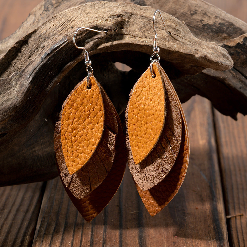 Fashionable Leather Multi-Layer Earrings In A Cartoon Style Vera Lux