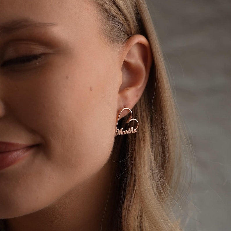 Heart Name Stud Earrings Vera Lux