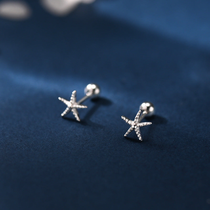 S999 Sterling Silver Starfish Stud Earrings For Women, Minimalist Design, New 2026 Style, Screw Back, Comfortable For Newly Pierced Ears Vera Lux