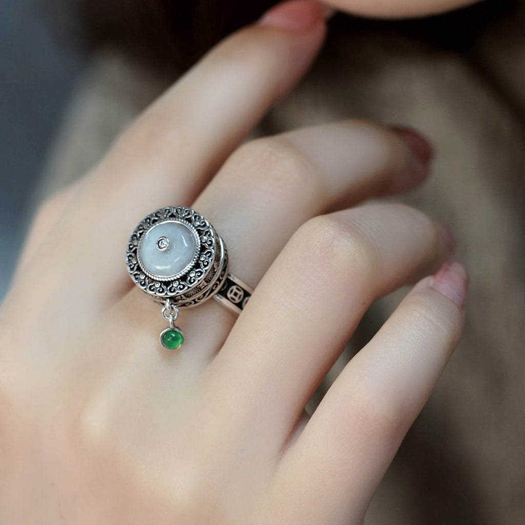 Womens Rotatable Vintage Copper Coin Peace Charm Ring Vera Lux