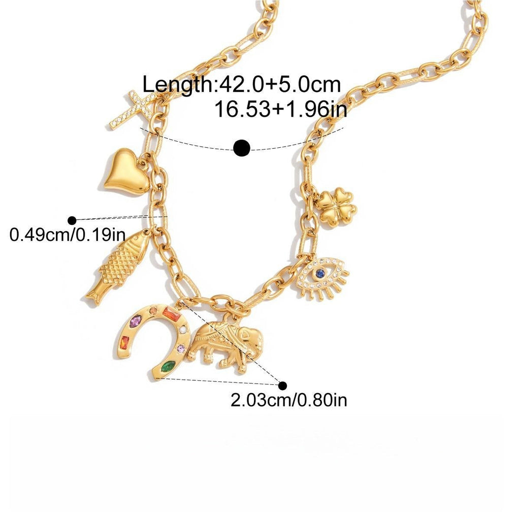 18K gold plated titanium steel DIY pendant necklace, a luxurious and sophisticated clavicle chain. Vera Lux
