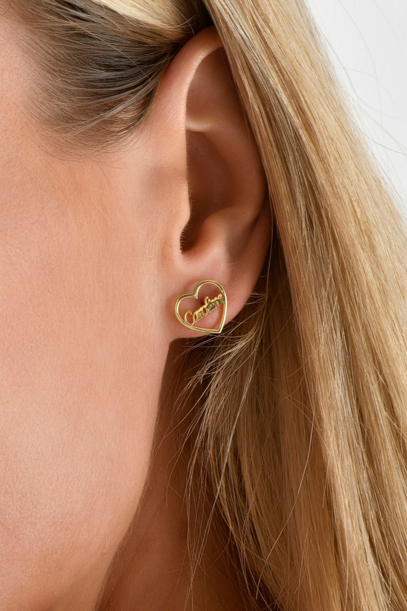 Custom Engraved Script Name Stud Earrings Vera Lux