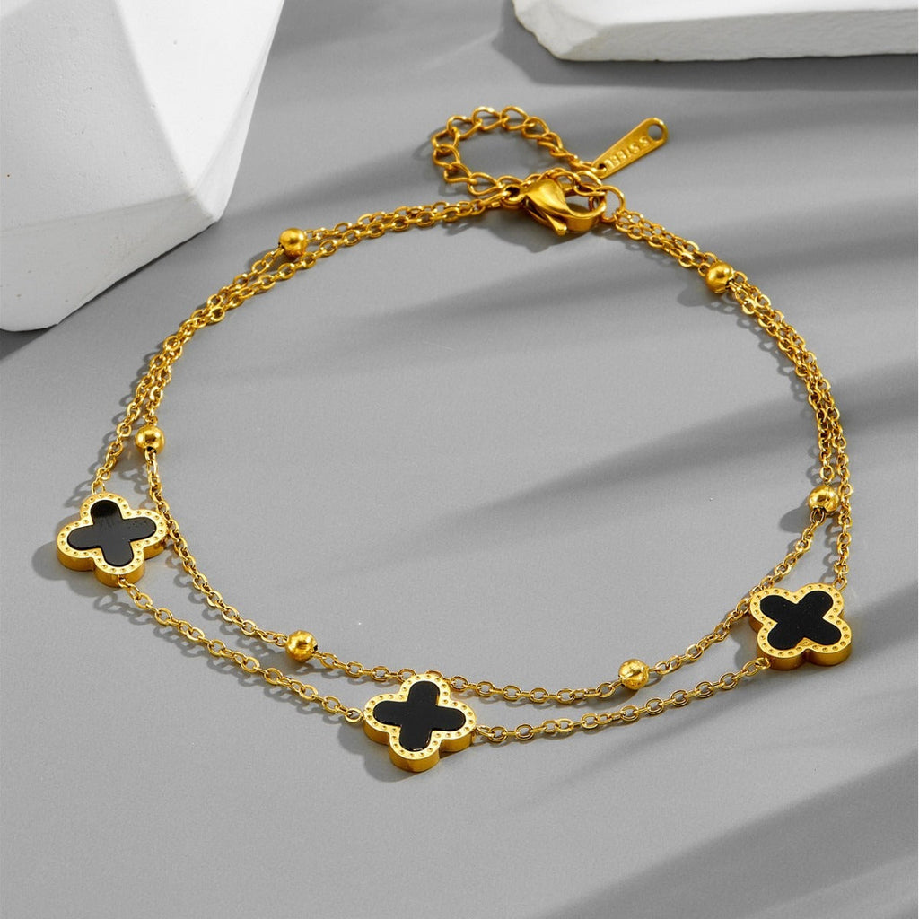 18k gold light luxury exquisite four-leaf clover bracelet Vera Lux