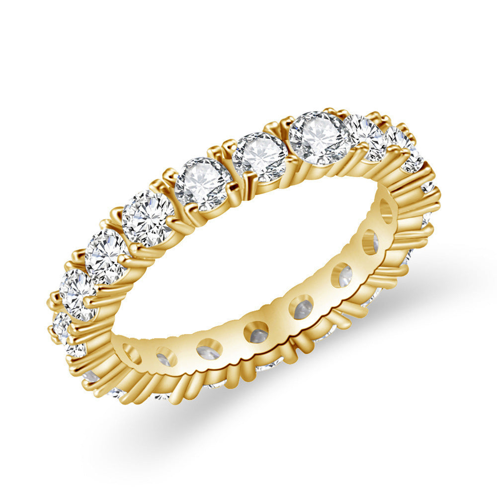 Full Diamond Micro-Set Knuckle Copper Ring With White Gold Plating Womens Vera Lux