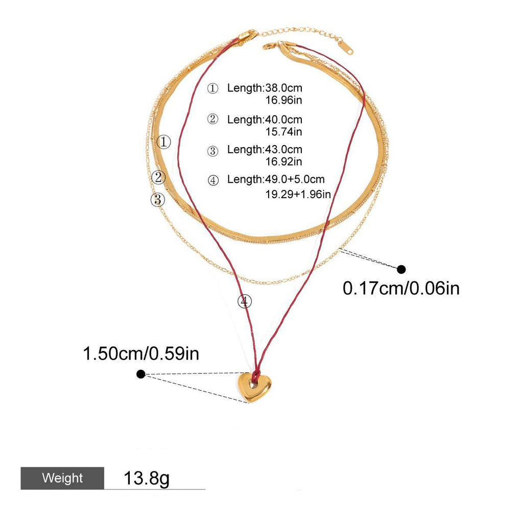 18K gold heart with multi-layer chain design trendy personality necklace Vera Lux