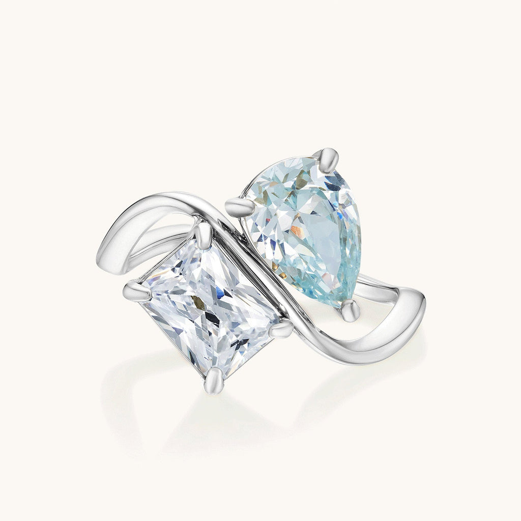 Diamond-studded Water Drop Square Diamond Ring Women's Style Vera Lux