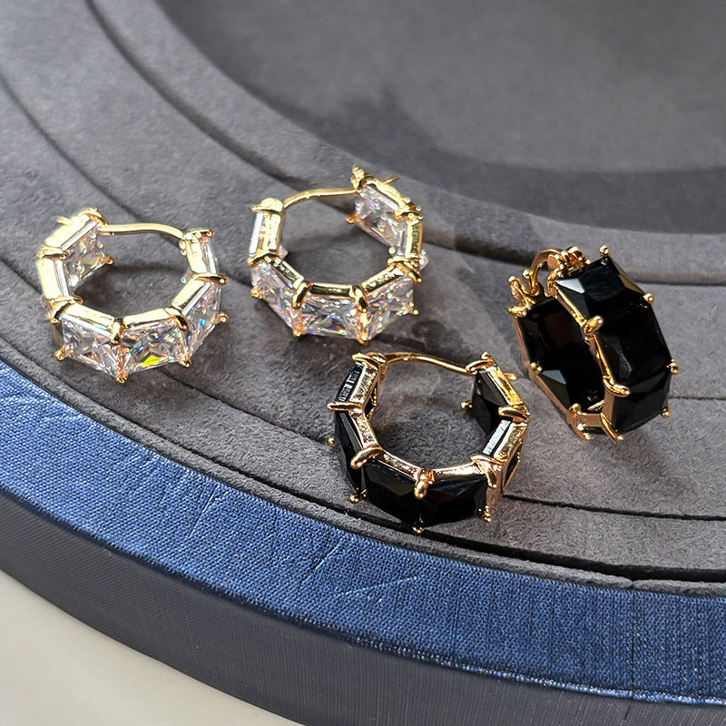 Exquisite Gold-detailed Diamond-studded Zircon Earrings For Women Vera Lux