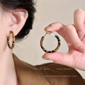 Vintage Leopard Print Woven Hoop Earrings For Women, Dainty Zebra Stripe Large Circle Earrings, Y2K Retro Boho Statement Jewelry Gift Vera Lux