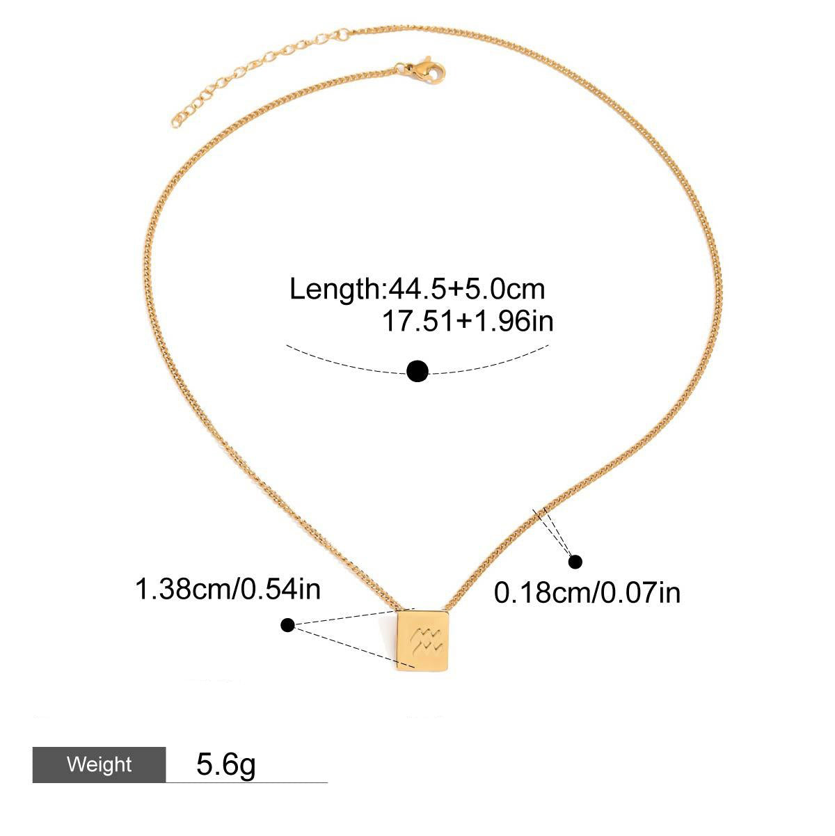 18K gold square necklace with twelve zodiac elements design, classic and fashionable Vera Lux