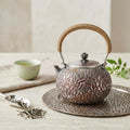925 Sterling Silver Exquisite Handcrafted Silver-Toned Teapot with Ornate Patterning and Cord-Wrapped Handle - Handicraft Vera Lux