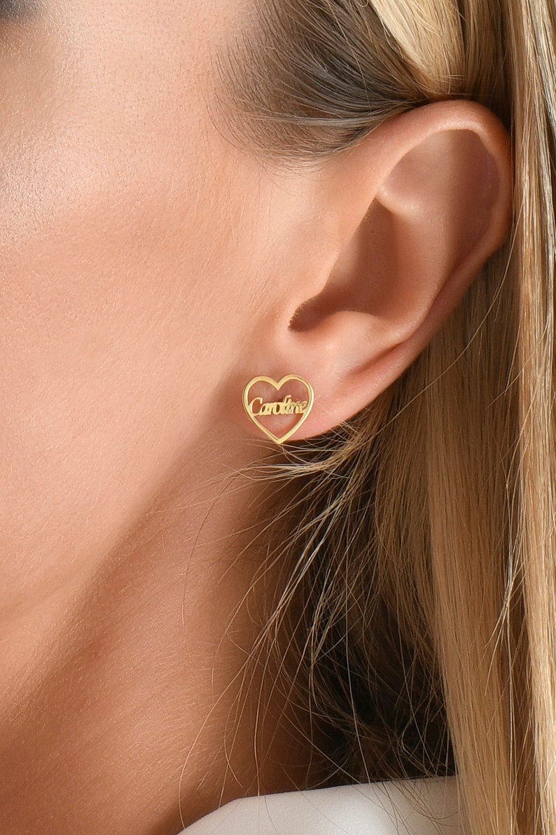 Custom Engraved Script Name Stud Earrings Vera Lux
