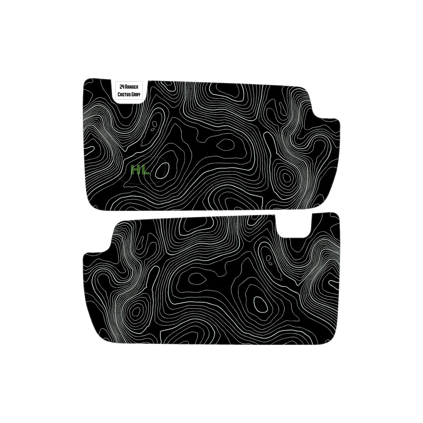 Topographic Interior Sun Visor Overlays - 2024+ Ranger Raptor (with Homelink) StickerFab