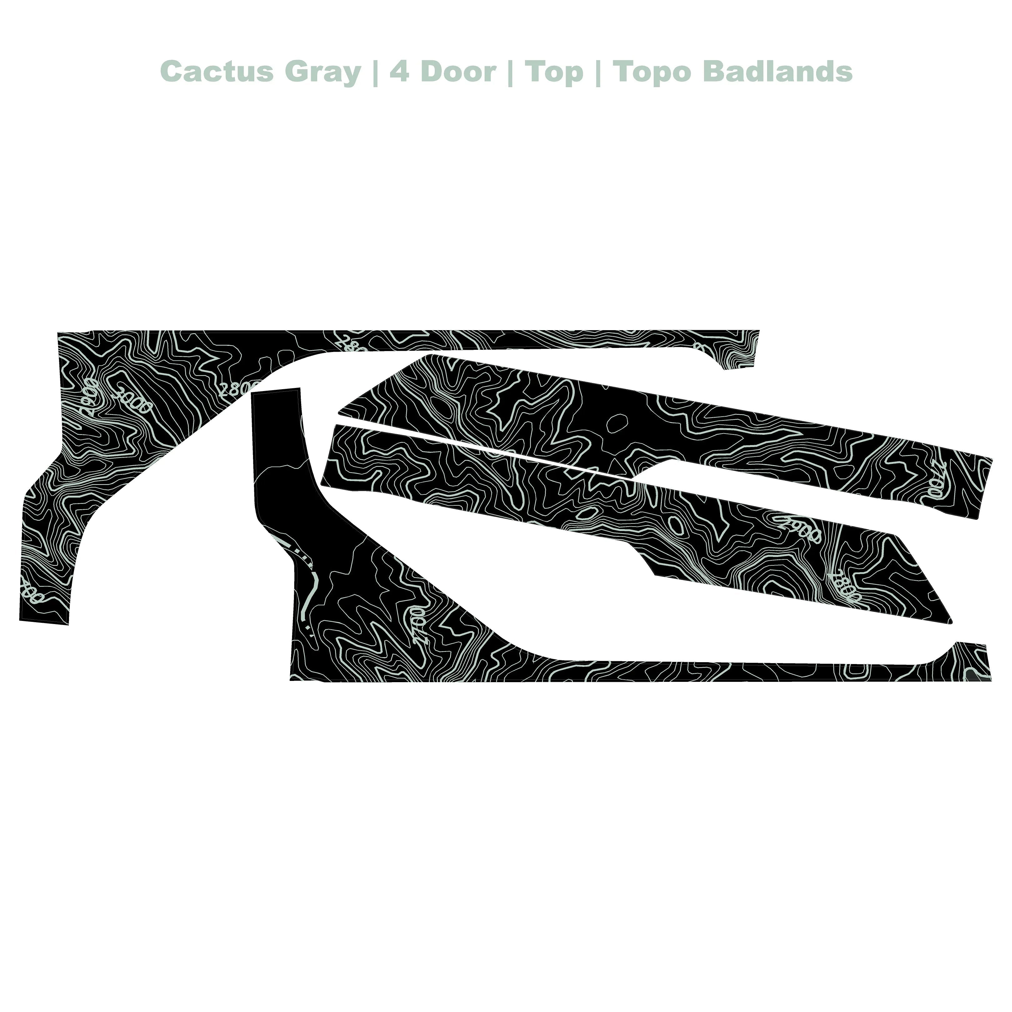 Topographic Upper Door Overlay Kit (Printed Series) - 2021+ Bronco 4 Door StickerFab