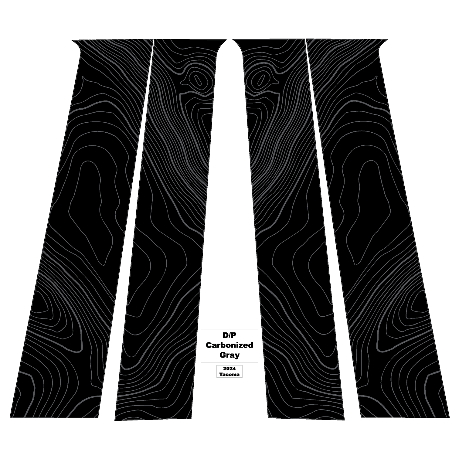Topographic B Pillar Overlays - 2024+ Tacoma Double Cab / 2025+ 4Runner StickerFab