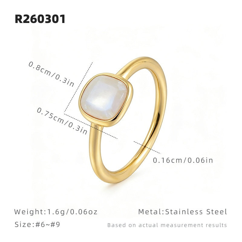 French-style Vintage Natural White Mother-of-Pearl Ring For Women Vera Lux