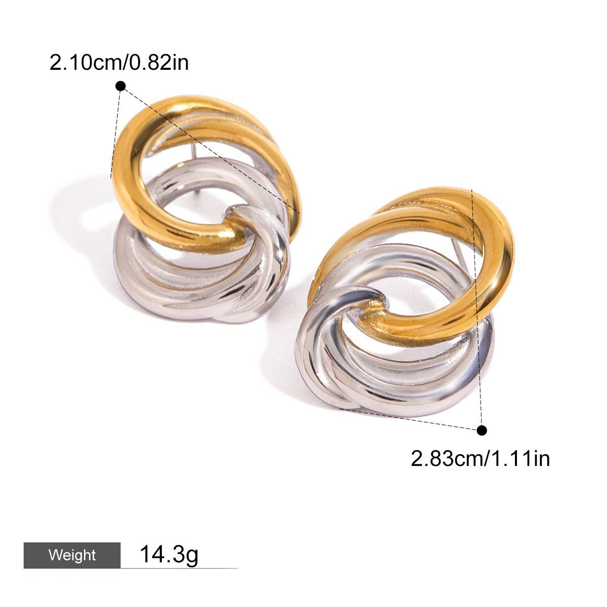 18K gold ring-shaped interlocking earrings with simple personality Vera Lux