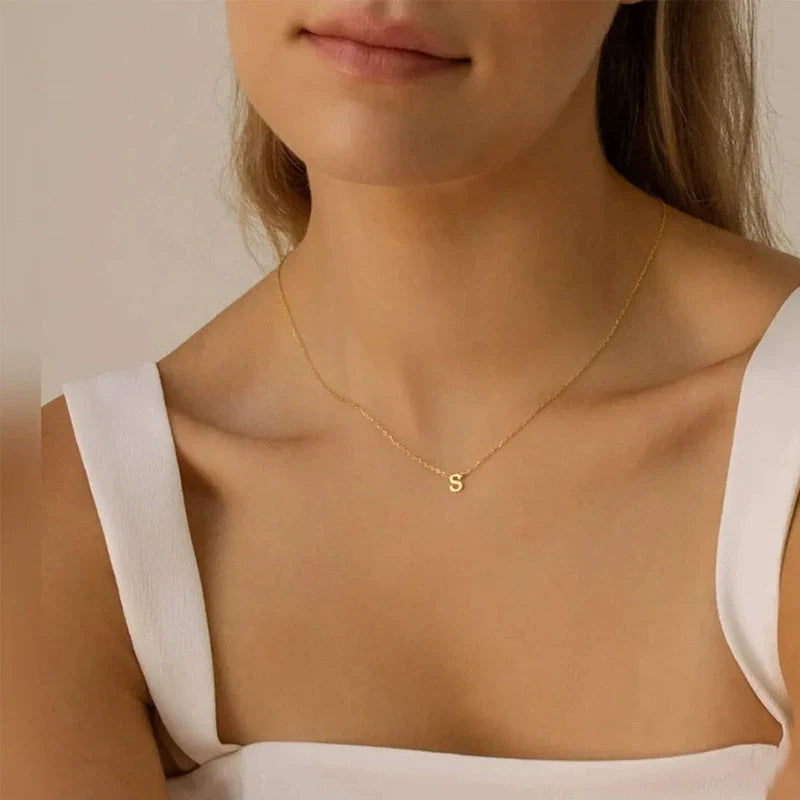 Delicate Initial Letter Necklace Vera Lux