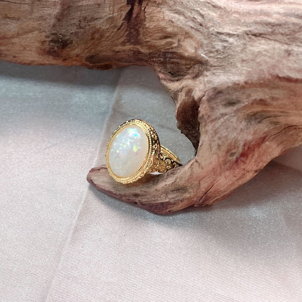 Colorful White Onyx Adjustable Ring For Women Vera Lux
