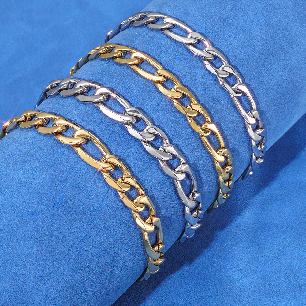 Day-shaped Clasp Stainless Steel Figaro Necklace Vera Lux
