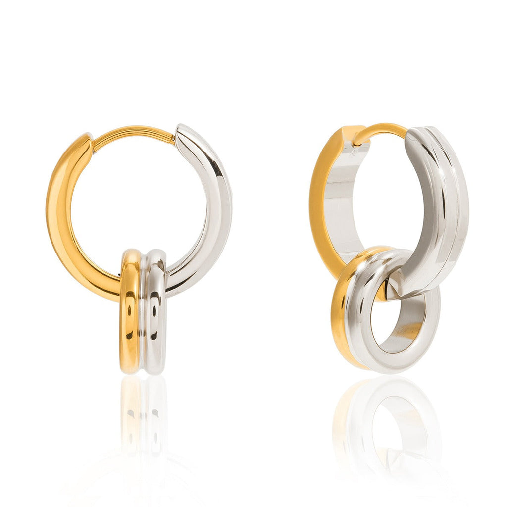 18K gold lightweight luxury double crossover hoop earrings Vera Lux