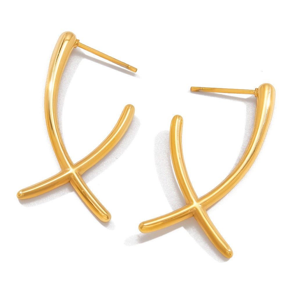 18k gold cross earrings Vera Lux