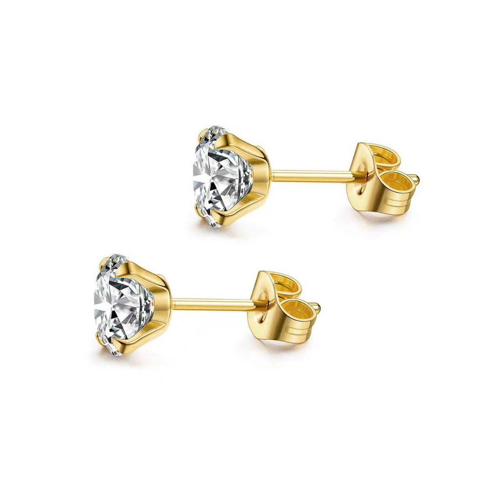 Stainless Steel Piercing Titanium Stud Earrings With Zircon Inlays Vera Lux