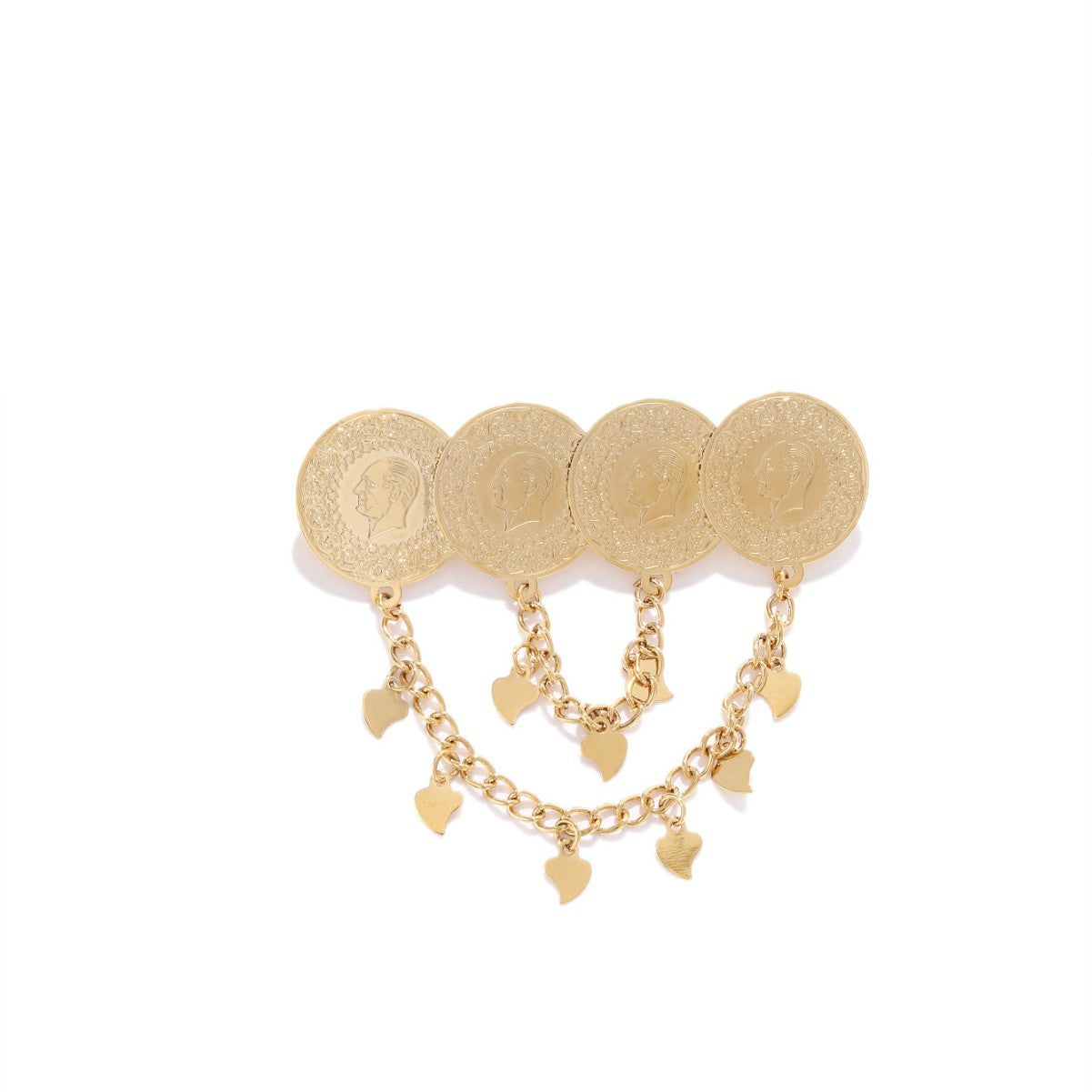 Vintage Coin Tassel Brooch Pin Vera Lux