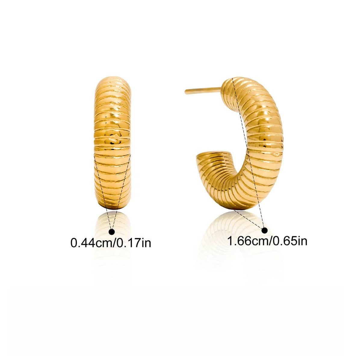 18K gold-plated, lightweight, and luxurious titanium steel stud earrings. Vera Lux