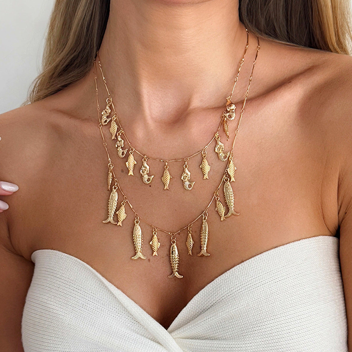 Ocean-style Instagram-ready Metal Small Fish Pendant Necklace Vera Lux