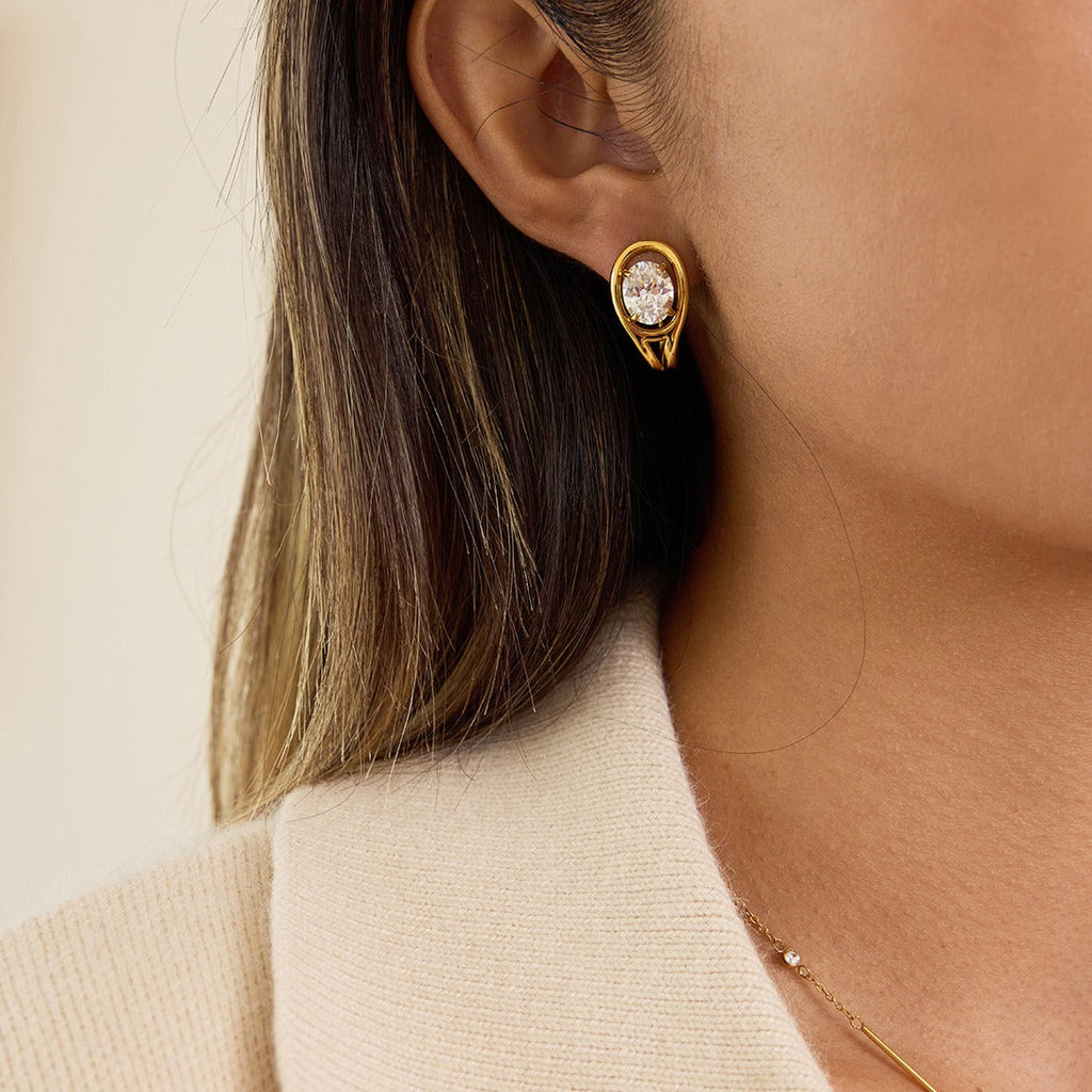 Light luxury, high-end zircon stud earrings for autumn and winter. Vera Lux