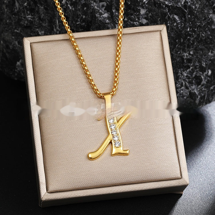 26 Diamond-Encrusted English Alphabet Necklaces Vera Lux