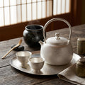 Pure 999 Fine Silver Handcrafted Fine Silver Teapot with Hammered Texture and Elegant Arched Handle - Handicraft Vera Lux