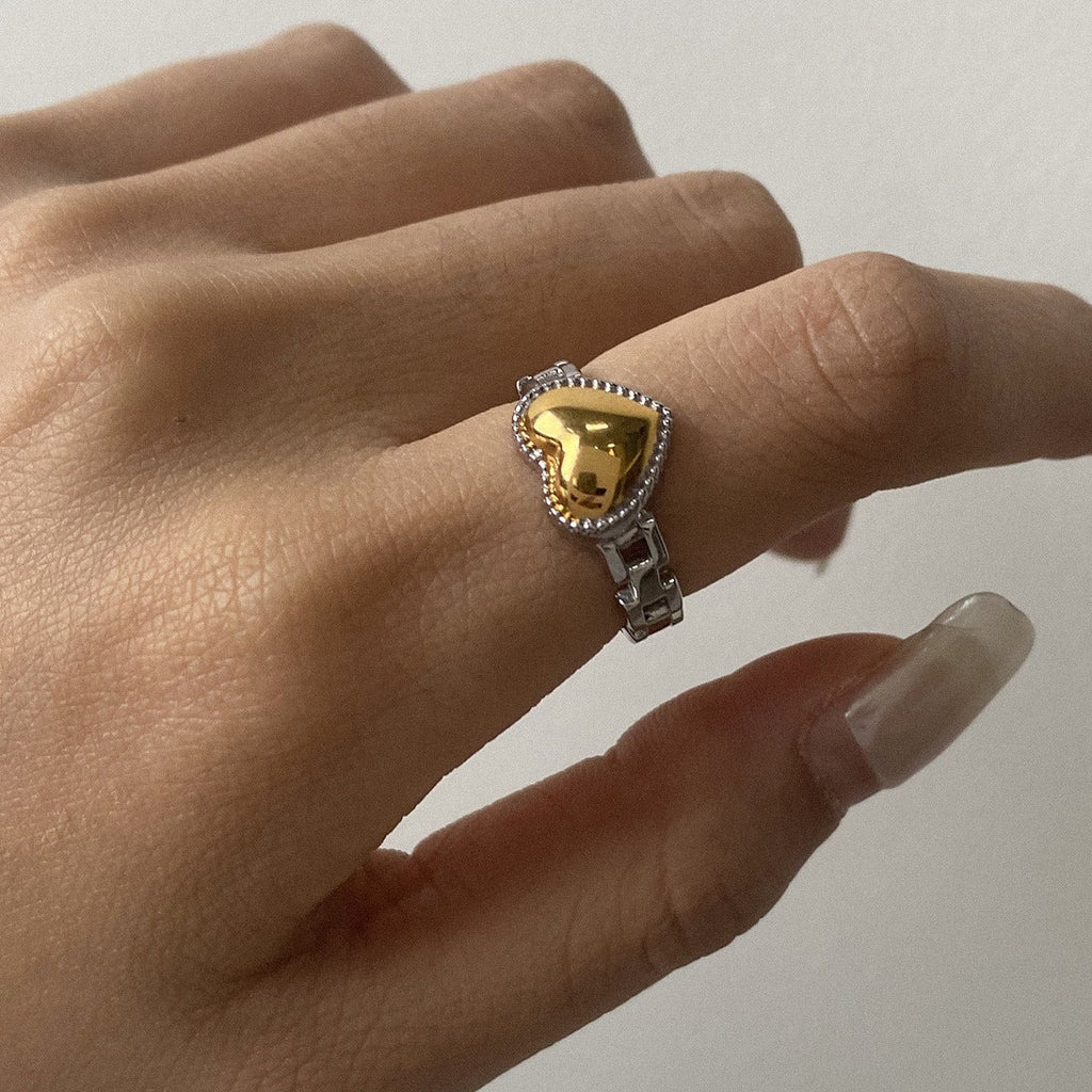 18K gold heart titanium steel ring Vera Lux