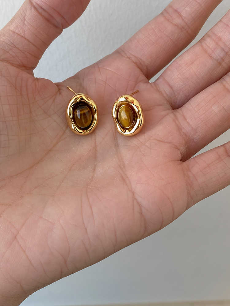 Caramel Chestnut 925 Sterling Silver Maillard Reaction Geometric Earrings Vera Lux