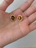 Caramel Chestnut 925 Sterling Silver Maillard Reaction Geometric Earrings Vera Lux