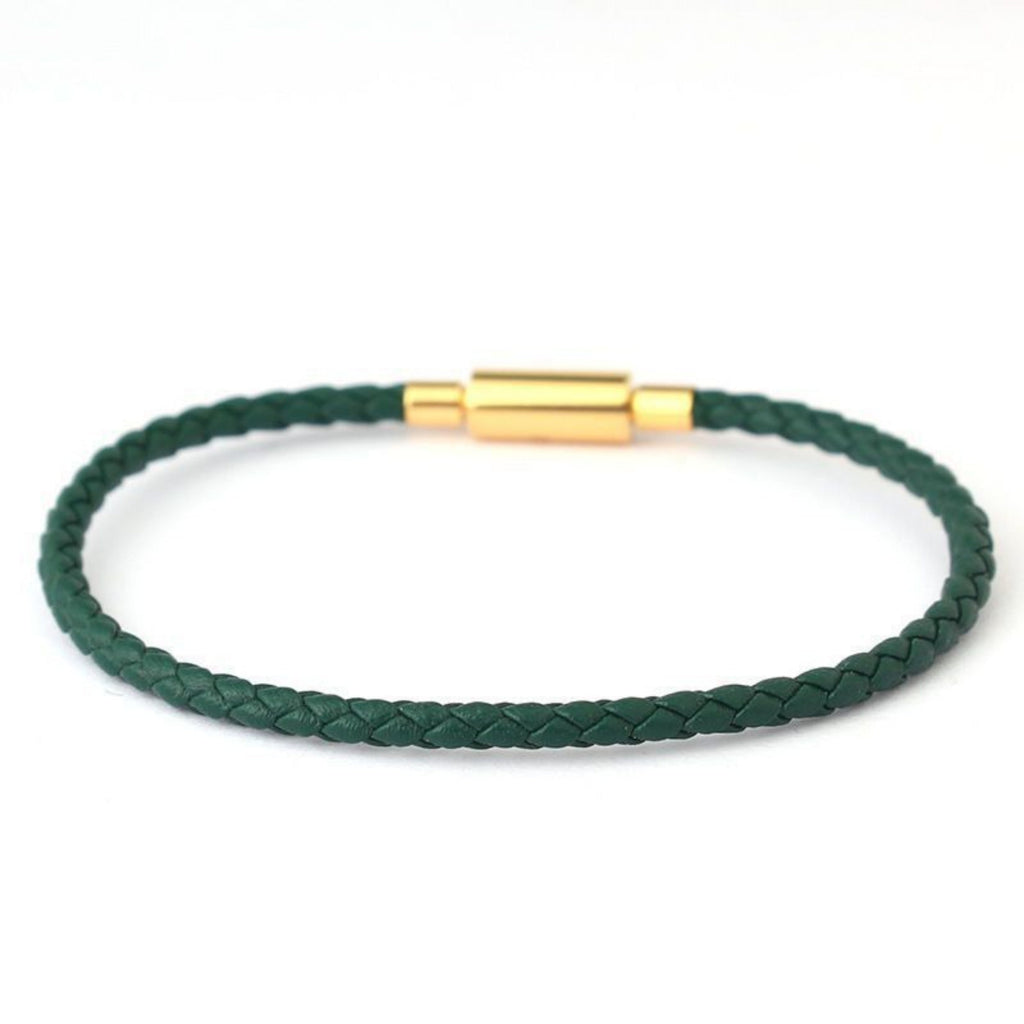 3.0mm Stainless Steel Leather Cord Bracelet With A Single Buckle And Wear-resistant Edging Vera Lux