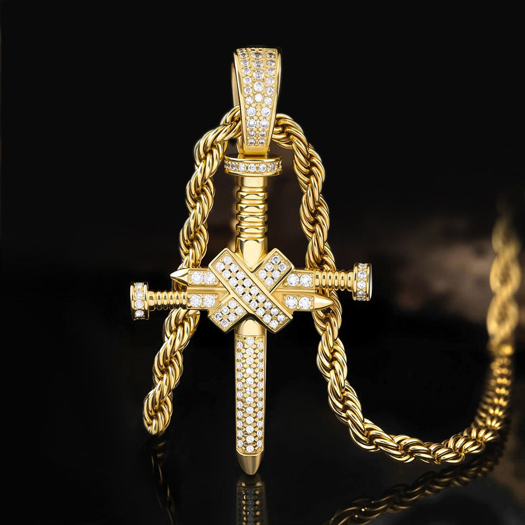 Full-Zircon Nail Cross Pendant Hip-Hop Vintage Punk Cross Necklace Vera Lux